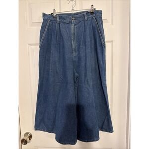 Vtg 80s John Henry Denim Pleated Split Skirt Size 12 Boho Hippie